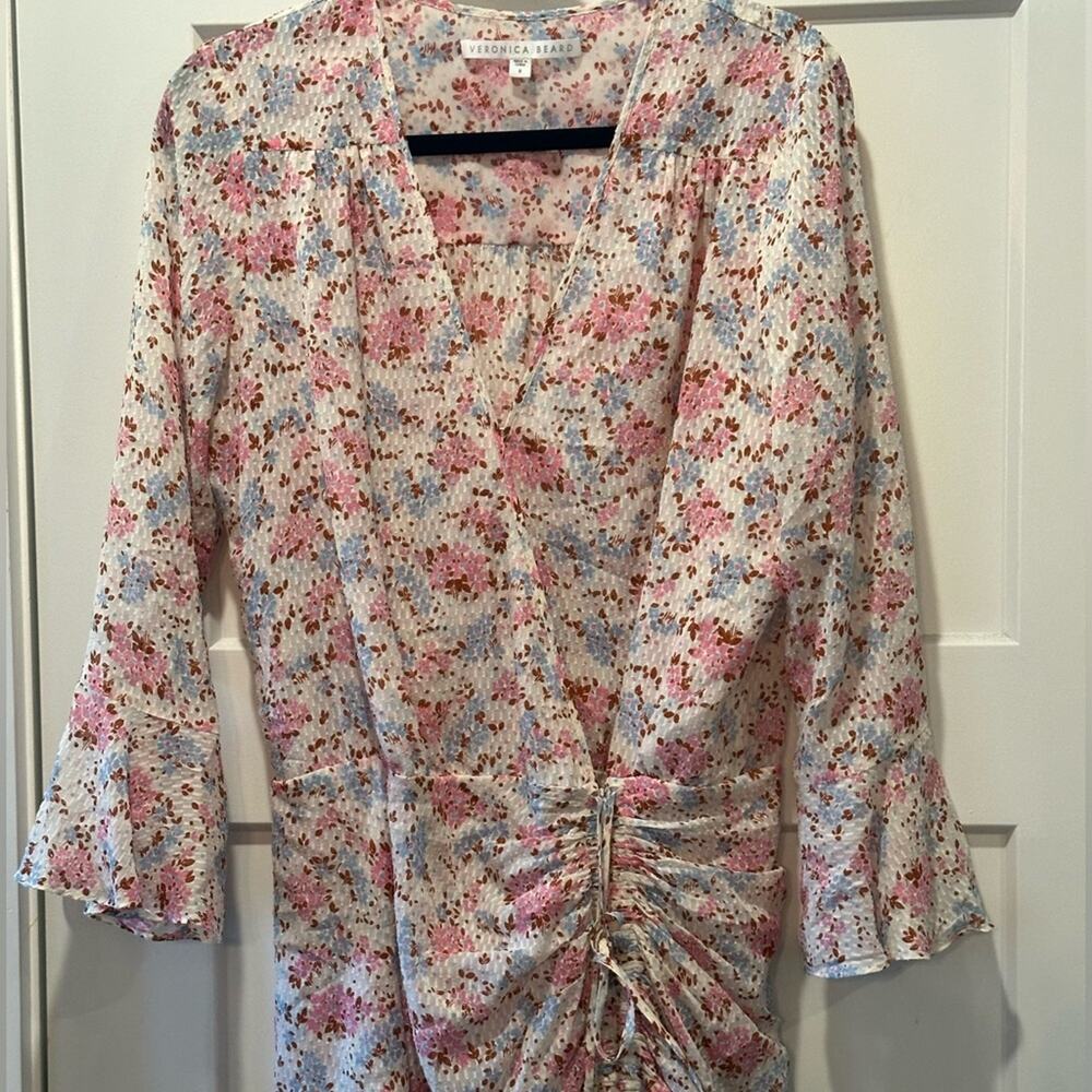 Veronica Beard Floral Silk Ruched Sean Mini Dress Size 8 - Picture 10 of 14